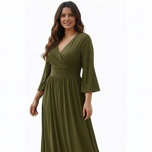 Small Dark Green Wrap Maxi Dress